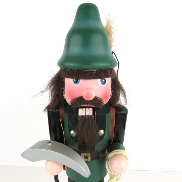 Vintage 15" Wooden Nutcracker Mountain Climber Green Hat Red Pack Germany Style - Picture 2 of 12